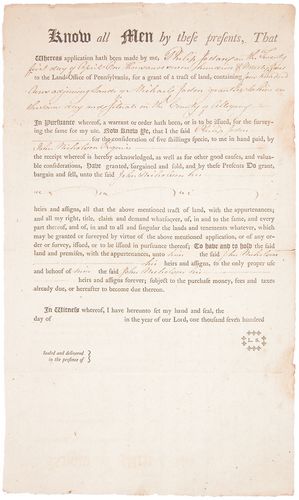 [NORTH AMERICAN LAND COMPANY]: 30. [NORTH AMERICAN LAND COMPANY] Company set up by wealthy Philadelphia merchant Robert Morris (1734-1806), the "financier of the American Revolution," with large tracts of land given him by a gratef