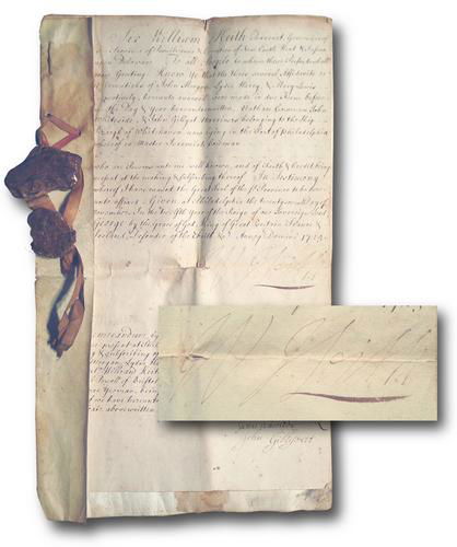 WILLIAM KEITH: QUAKER AFFIRMATIONS66. WILLIAM KEITH (1680-1749). Scottish Baronet; lieutenant-governor of PA (1717-1726). Keith is said to be the first to have suggested taxation of the colonies to the Crown. Rare m