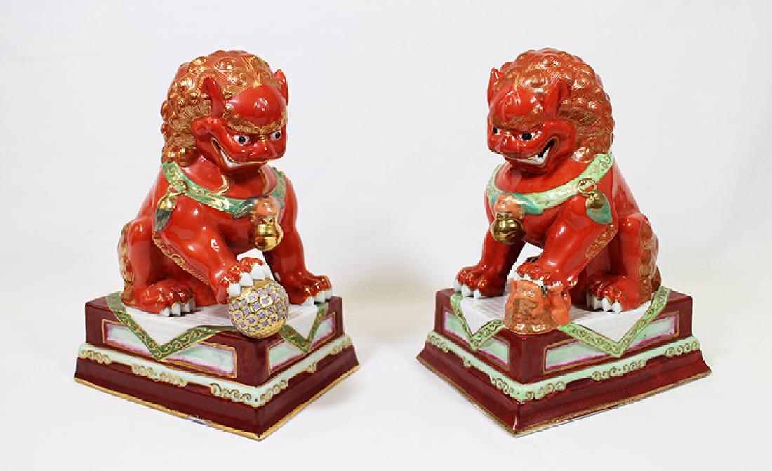 (2) CHINESE POLYCHROME FOO DOGS (1 of 7)