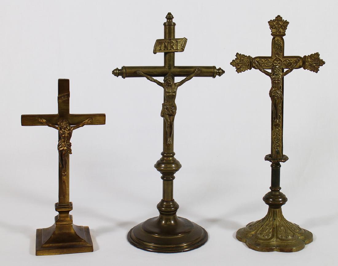 (3) VINTAGE GILTED BRASS ALTER CRUCIFIXES (1 of 4)