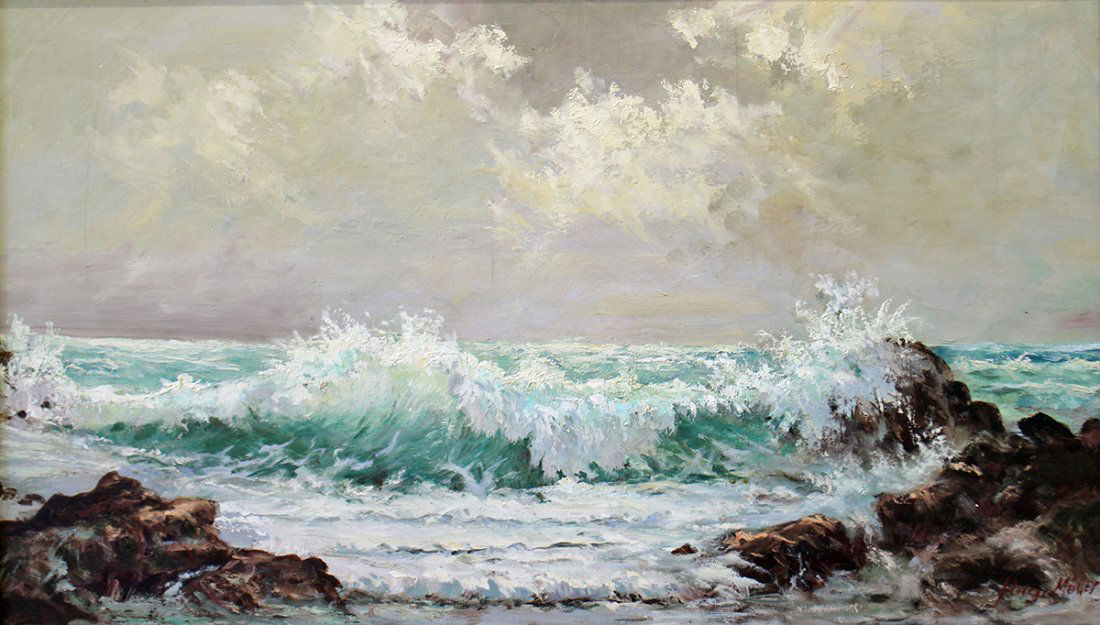 OIL ON CANVAS OCEAN PAINTING (1 of 3)