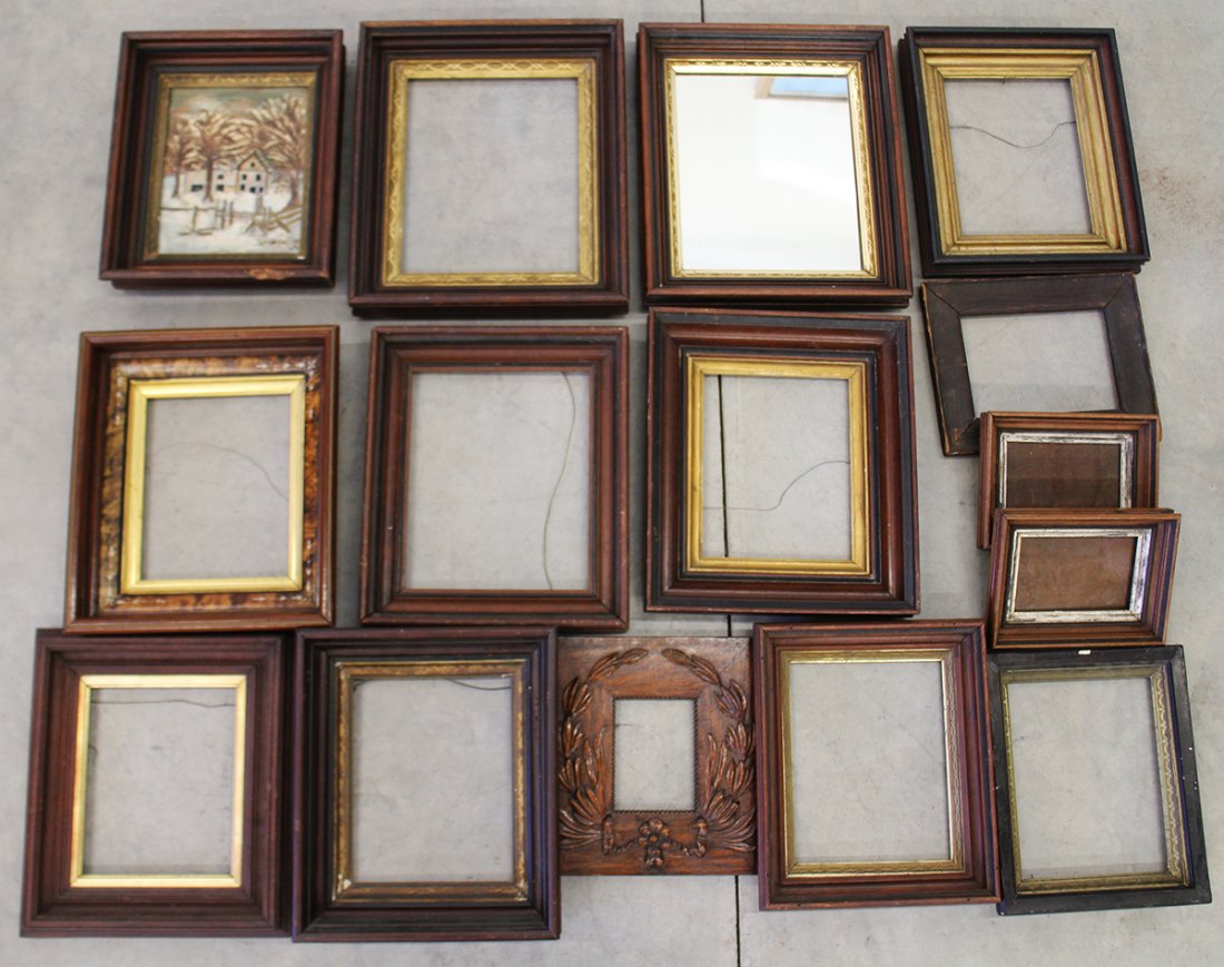 (15) ASSORTED ANTIQUE WOOD FRAMES (1 of 4)