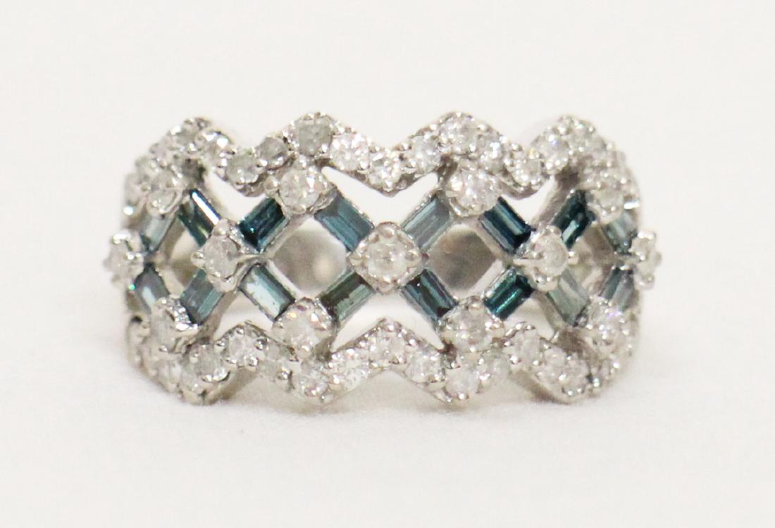 14K BLUE & WHITE DIAMOND RING (1 of 3)