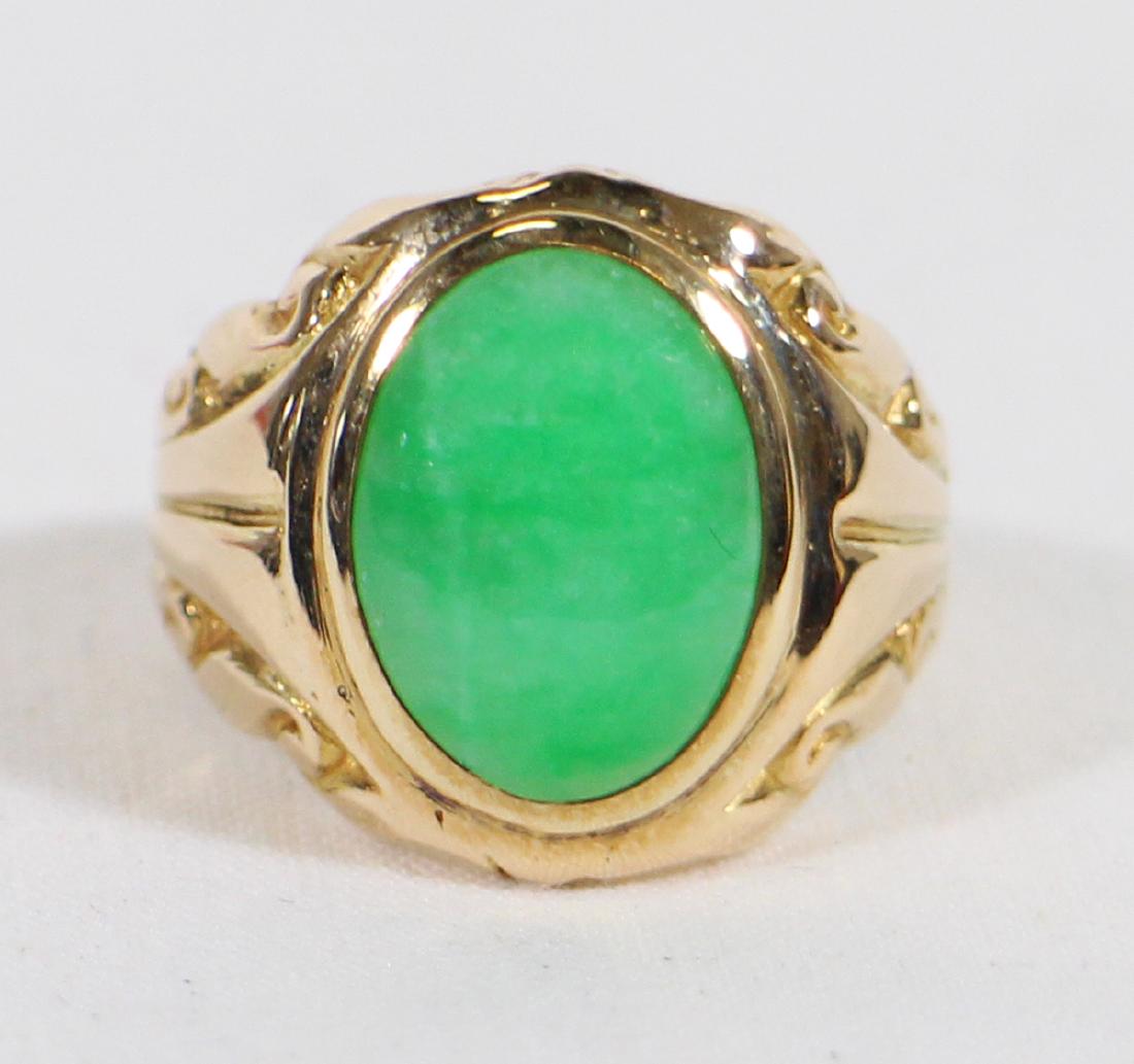 VINTAGE 18K GOLD 5 CARAT CHINESE APPLE JADE RING (1 of 3)