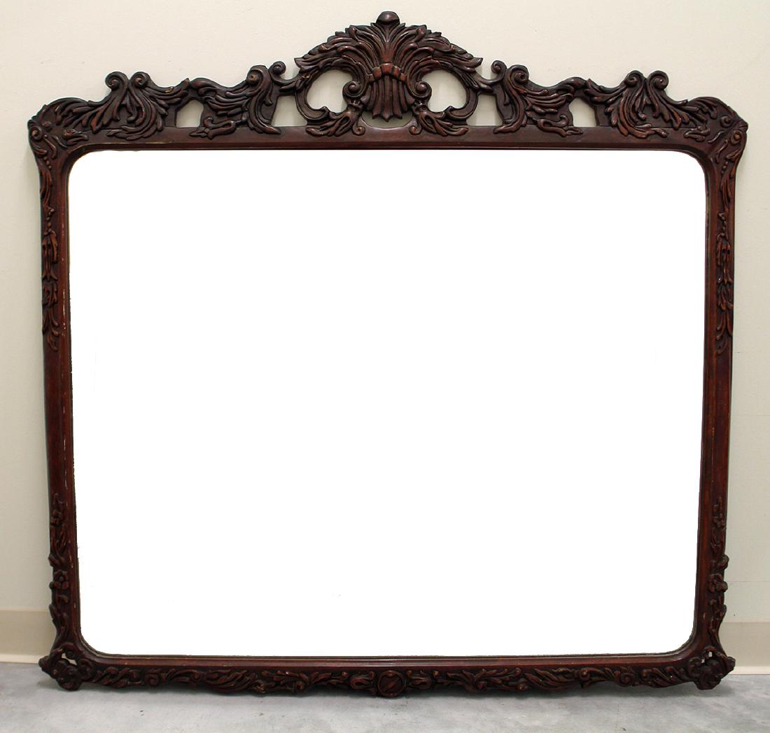 LARGE CARVED WOOD MIRROR (1 of 3)