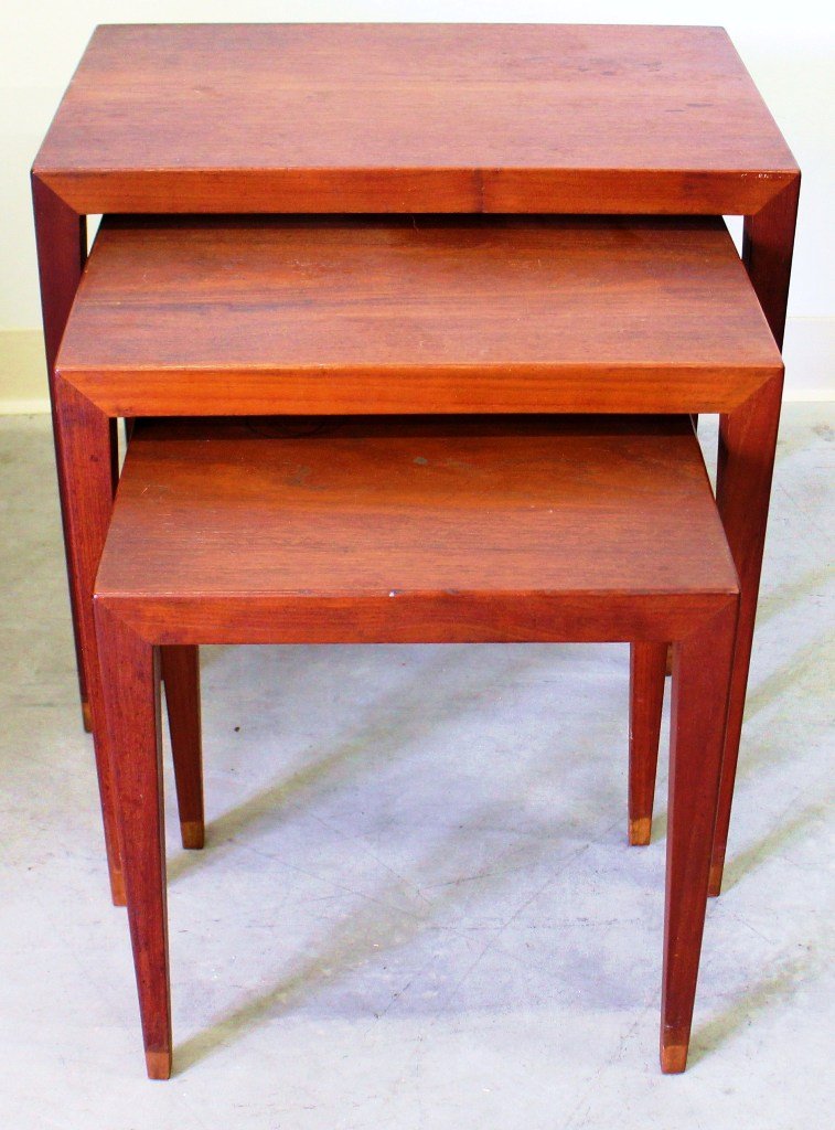 MID CENTURY DANISH TEAK NESTING TABLES (1 of 3)
