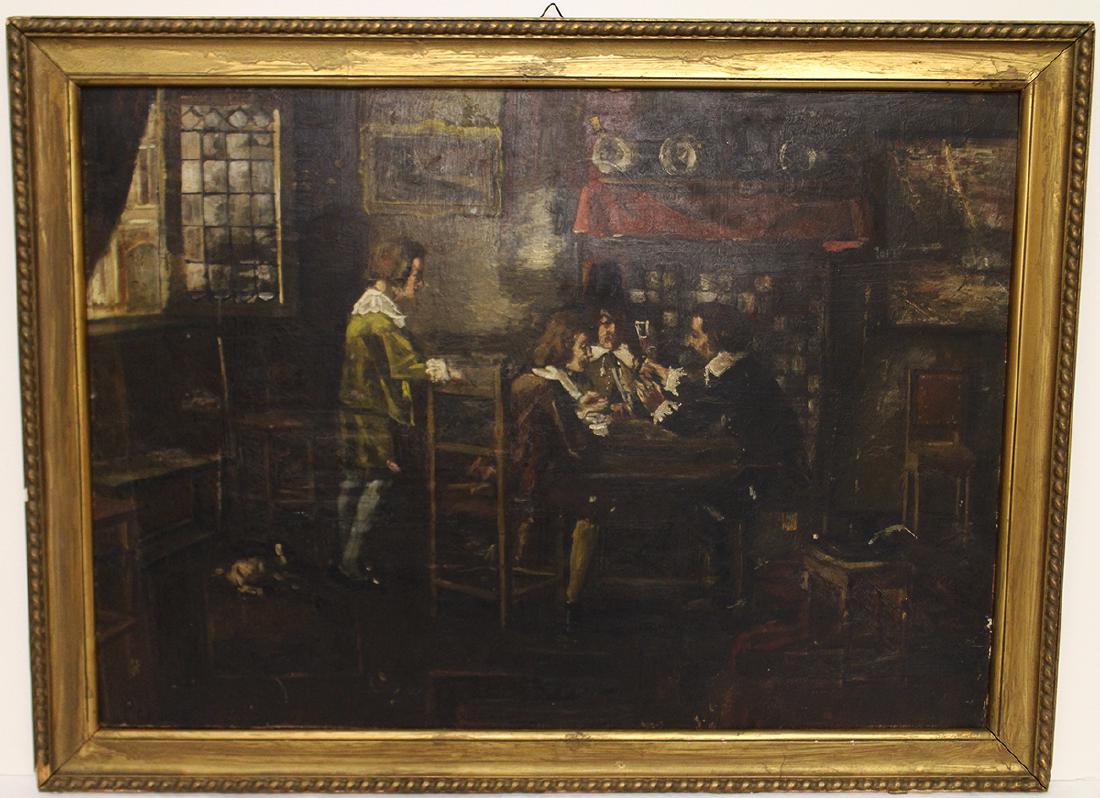 DUTCH INTERIOR SCENE PAINTING - SIGNED PETERS (1 of 6)
