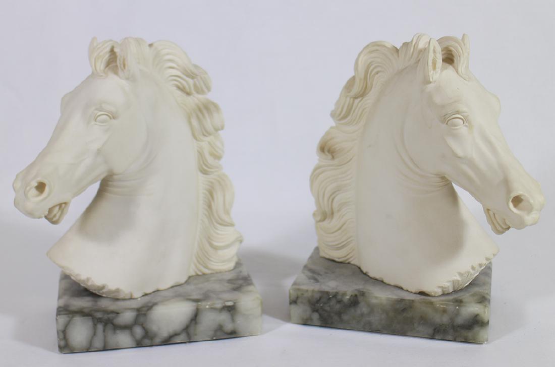 (2) HORSE HEAD SCULPTURE - A. GIANNELI: Two horse head sculptures or bookends. Each signed A. Gianneli. 8.5" tall.