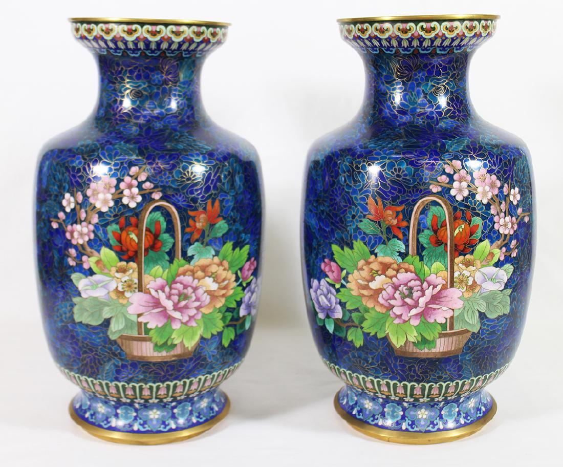 PAIR OF LARGE CHINESE CLOISONNE VASES (1 of 3)