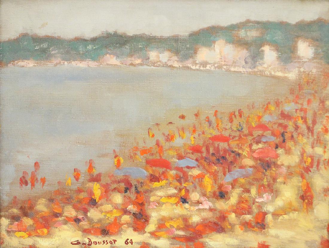 GEORGES DOUSSOT "LA PLAGE EN ETE" PAINTING (1 of 4)