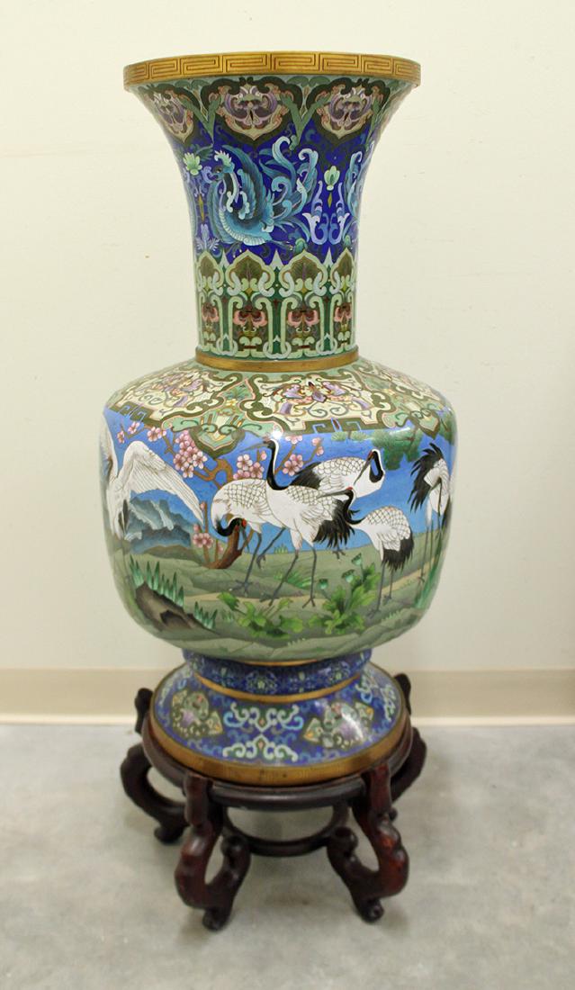 LARGE CHINESE CLOISONNE FLOOR VASE (1 of 4)