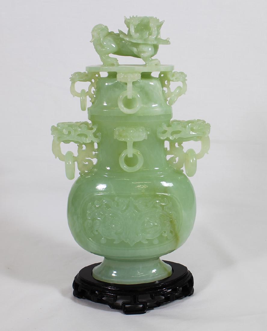CHINESE CARVED JADE FOO DOG CENSER (1 of 3)