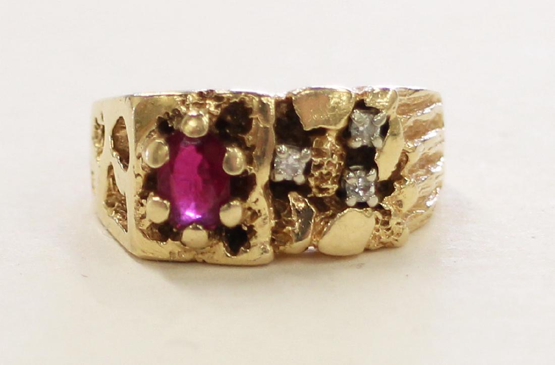 14K DIAMOND GOLD NUGGET RING (1 of 3)