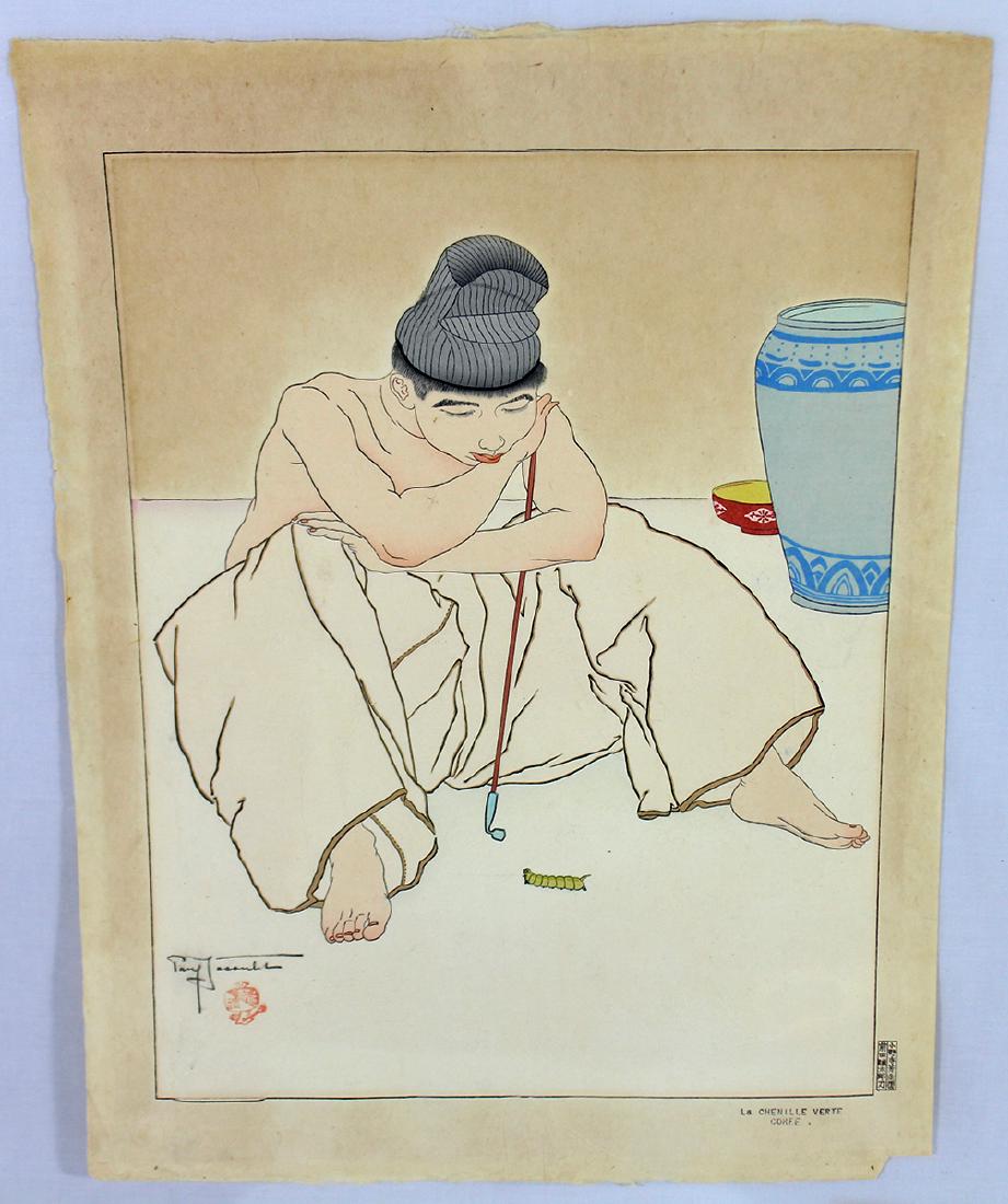 PAUL JACOULET LA CHENILLE VERTE COREE WOODBLOCK (1 of 2)