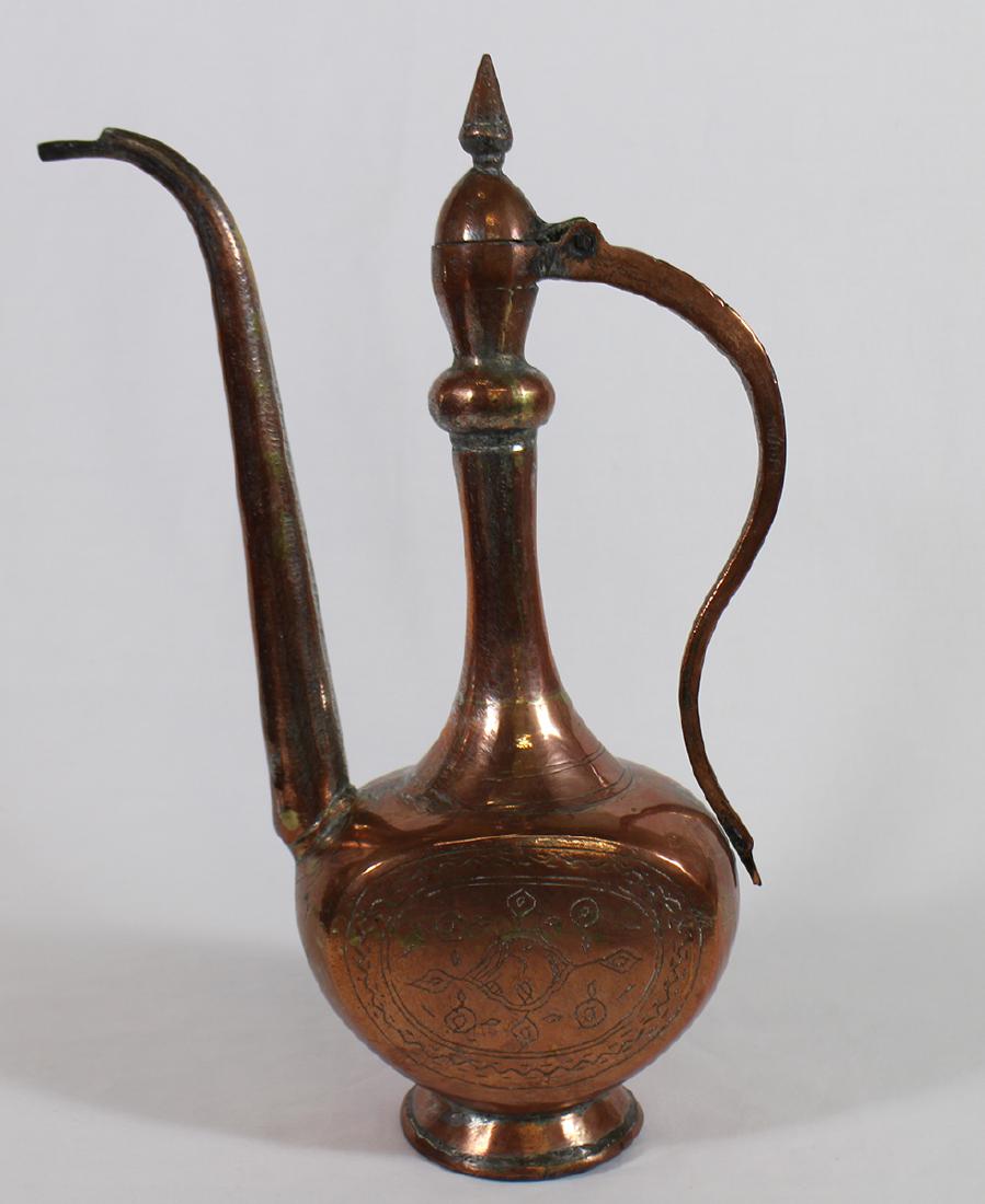 ANTIQUE PERSIAN ETCHED COPPER & BRASS TEAPOT
