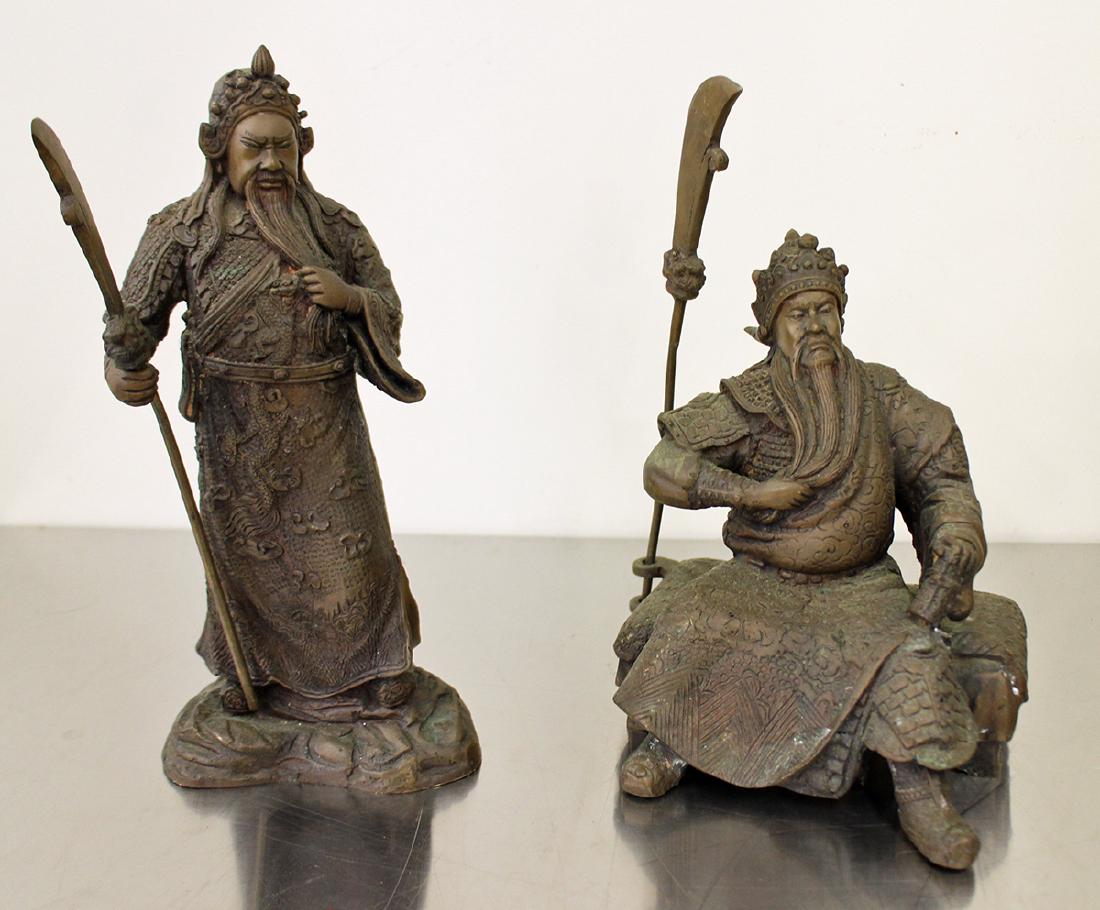 (2) VINTAGE BRASS ASIAN WARRIORS STATUES (1 of 3)