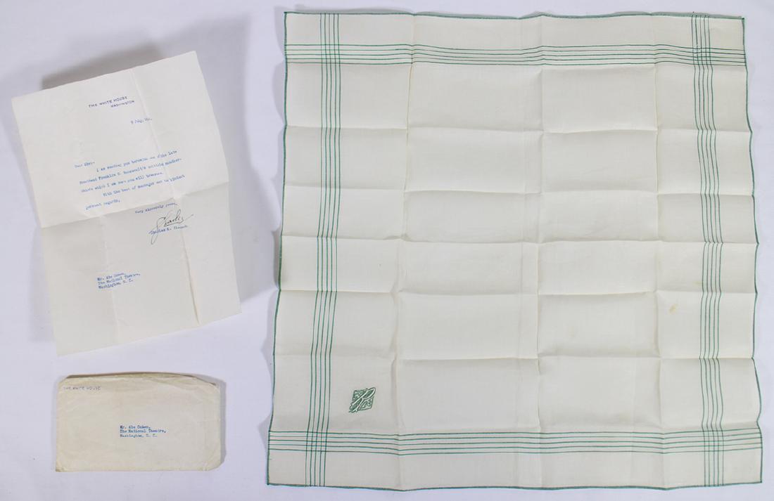 FRANKLIN ROOSEVELT HANDKERCHIEF WITH LETTER (1 of 3)