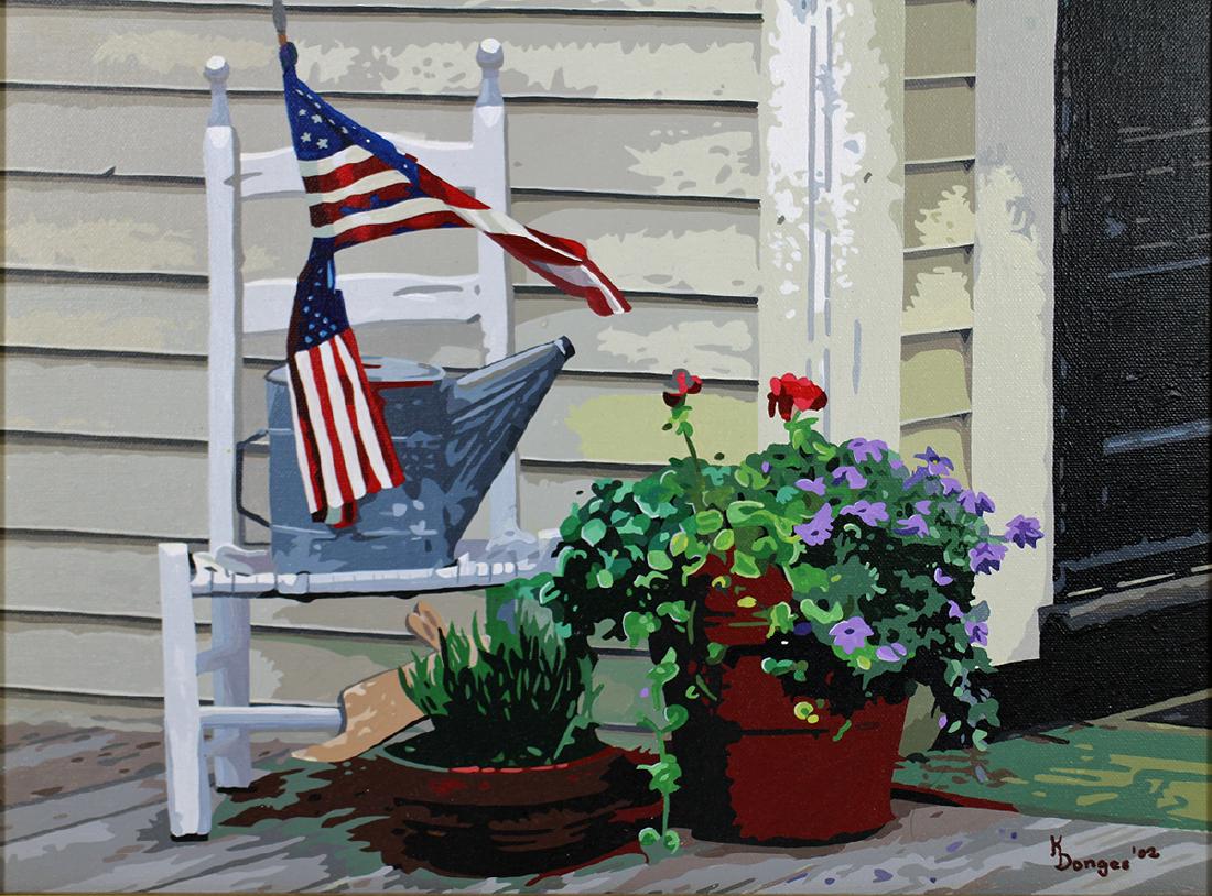 K. DONGES "INDEPENDENCE GARDEN" PAINTING (1 of 4)