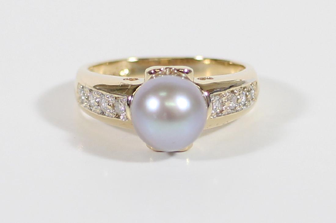 14K TAHITIAN PEARL & DIAMOND RING (1 of 4)