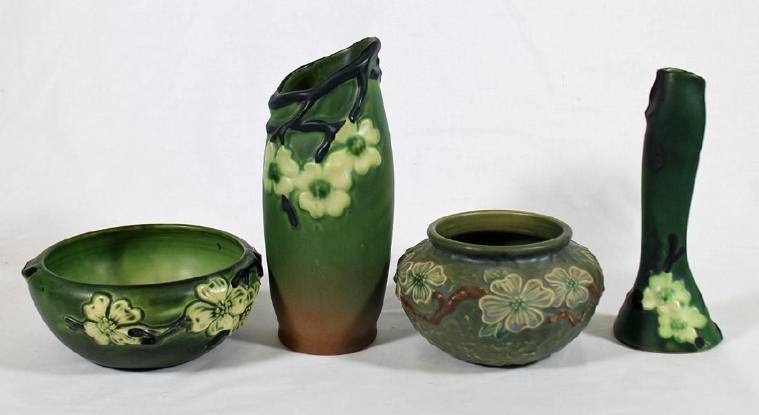 4 PC ROSEVILLE DOGWOOD POTTERY (1 of 3)