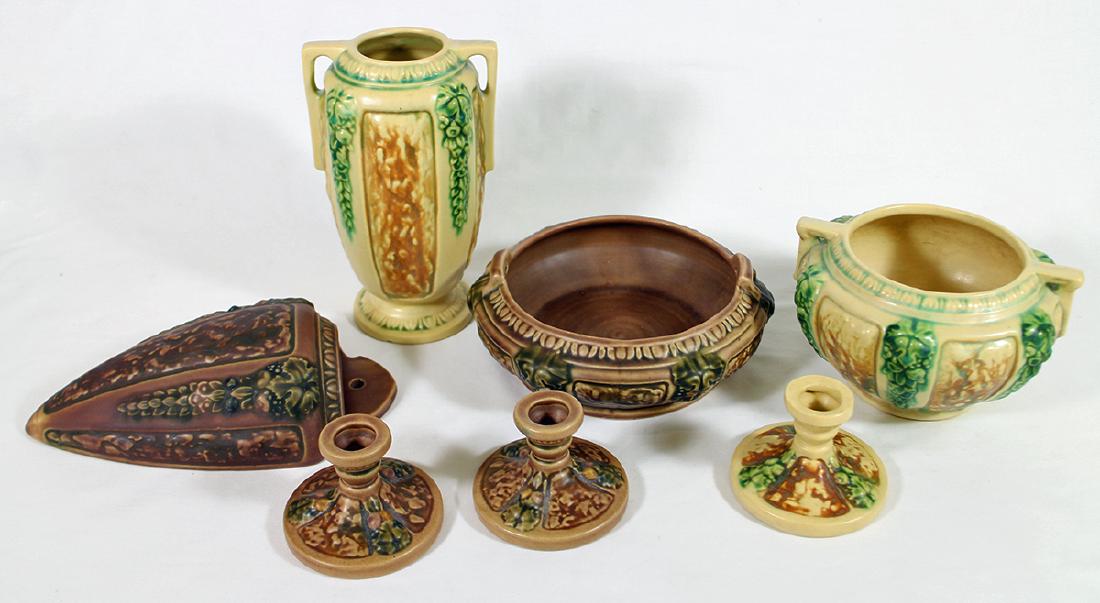 7 PC ROSEVILLE POTTERY FLORENTINE COLLECTION (1 of 4)