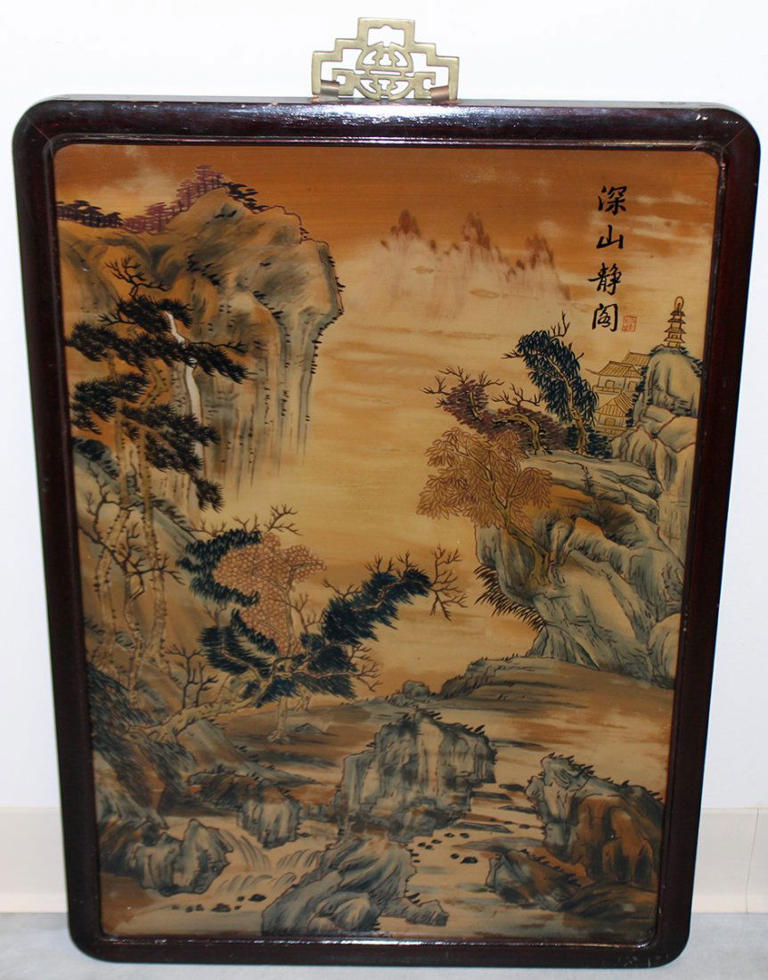 CHINESE REVERSE GLASS LANDSCAPE PAINTING (1 of 2)