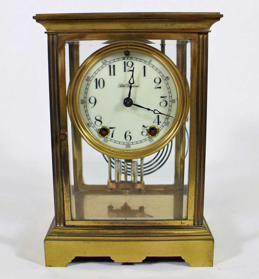 SETH THOMAS BRASS REGULATOR MANTLE CLOCK 48S