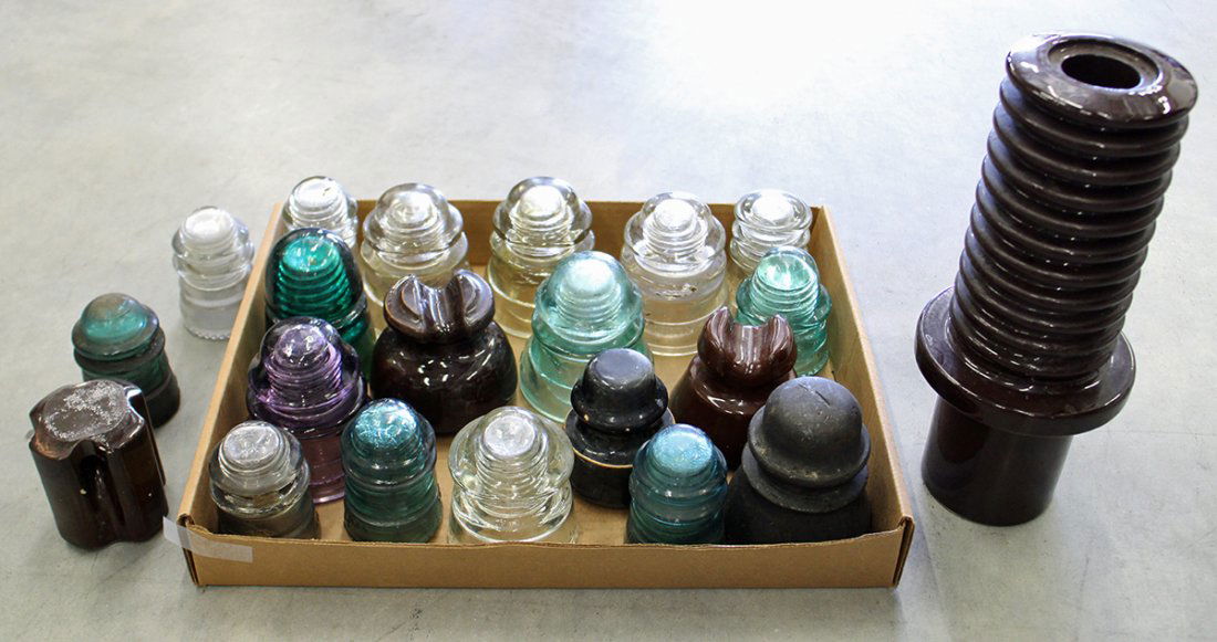 VINTAGE GLASS & PORCELAIN INSULATOR COLLECTION (1 of 2)