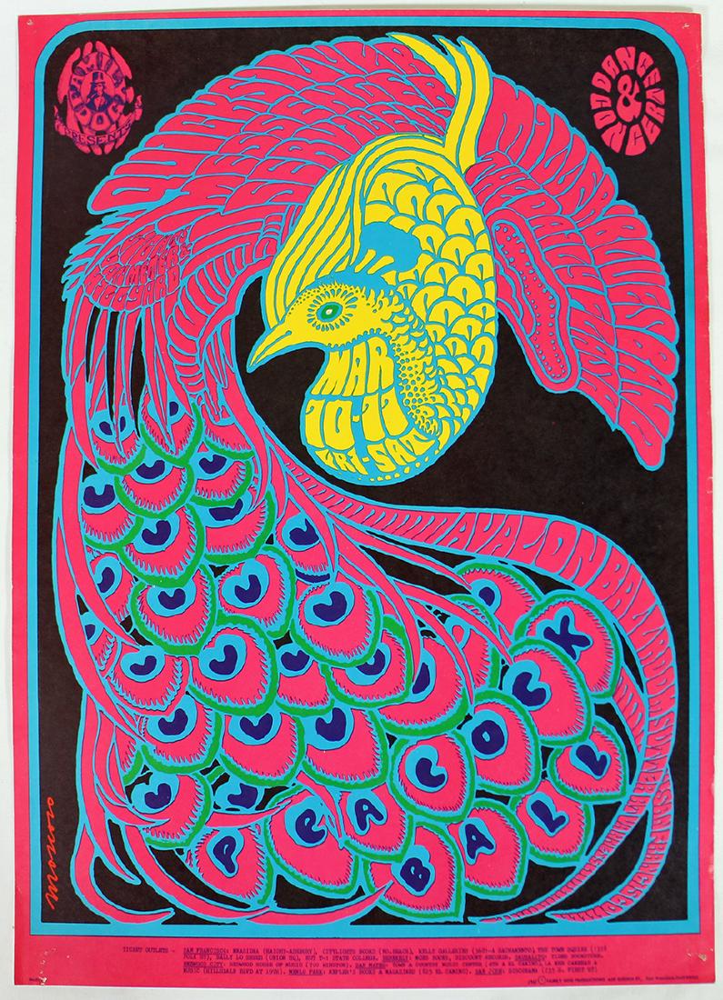 VICTOR MOSCOSO PEACOCK BALL 1967 CONCERT POSTER (1 of 2)