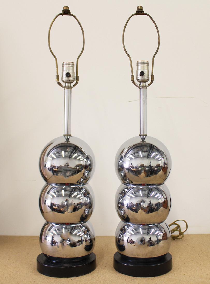 MID CENTURY GEORGE KOVACS STYLE CHROME BALL LAMPS (1 of 3)