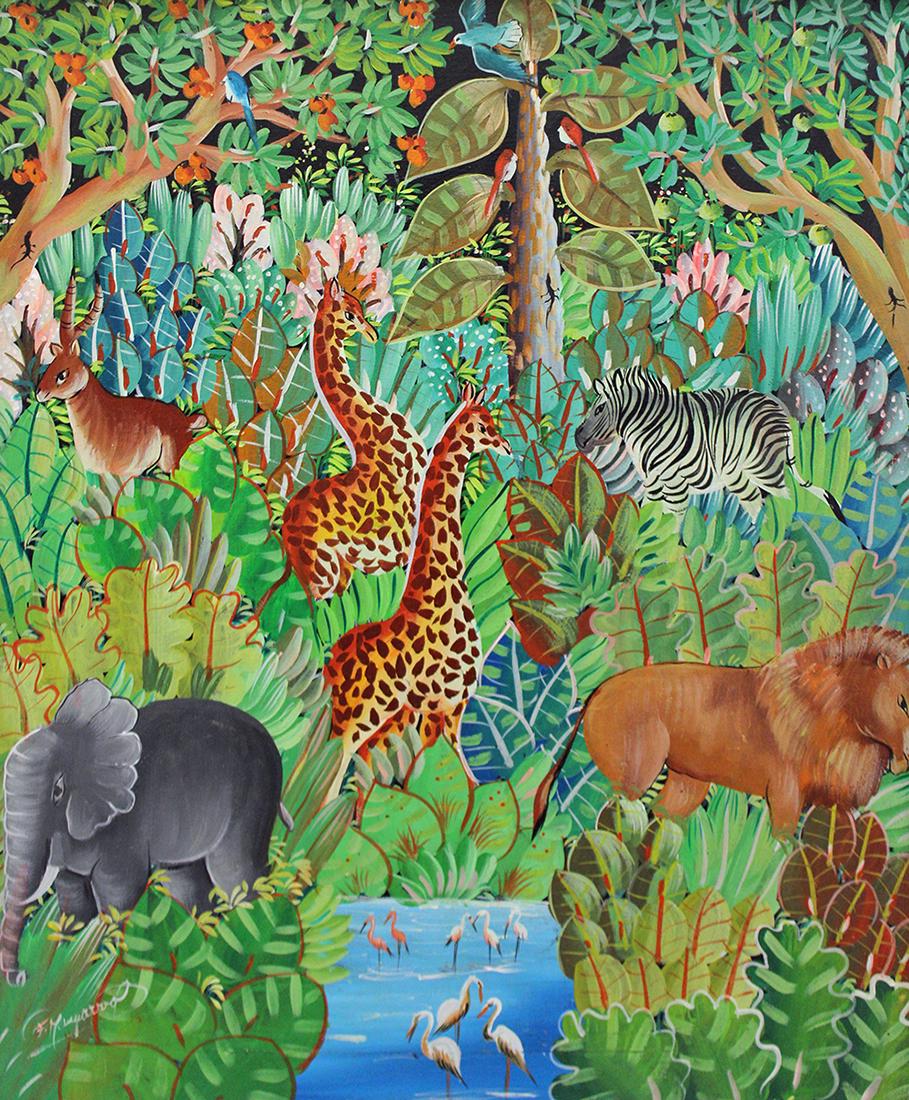 HAITIAN PAINTING - JUNGLE SCENE (1 of 3)