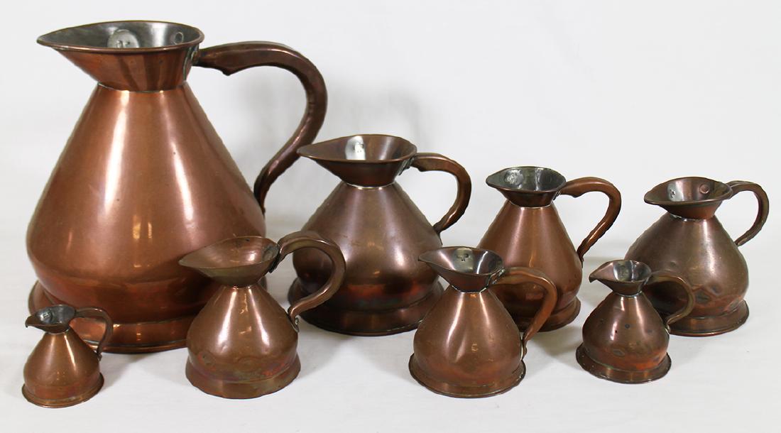 ENGLISH GRADUATED COPPER PITCHERS (1 of 10)