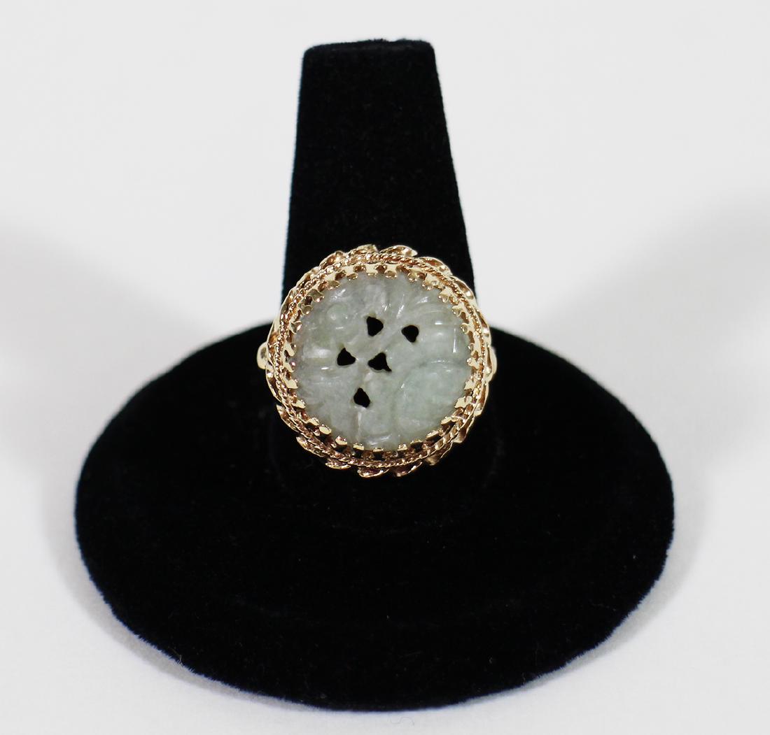 14K CHINESE CARVED JADE RING (1 of 4)