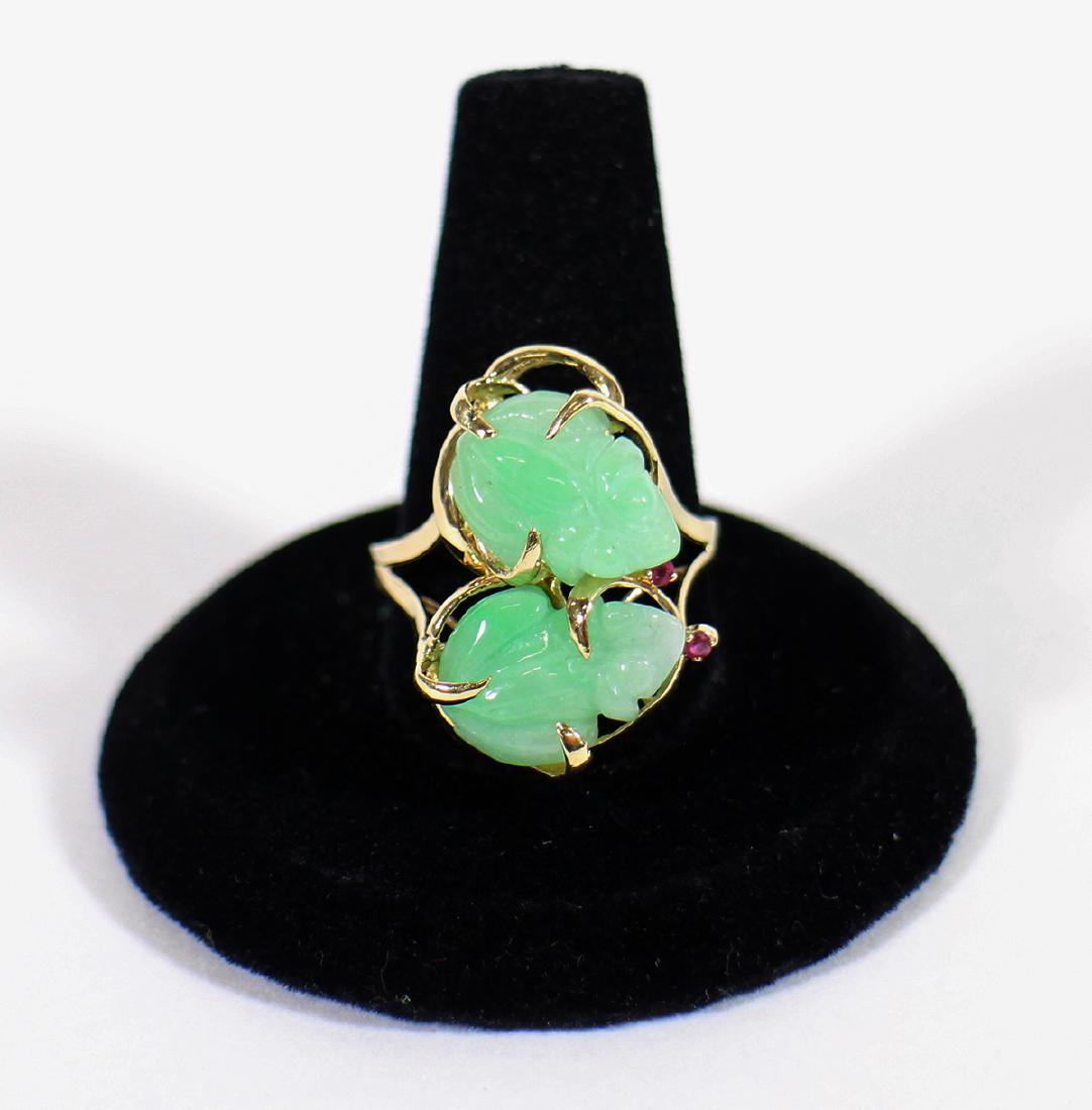 14K CARVED JADE FROG RING (1 of 3)