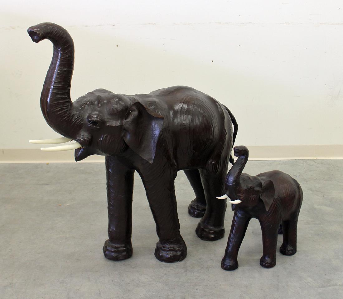 (2) LEATHER ELEPHANTS (1 of 3)