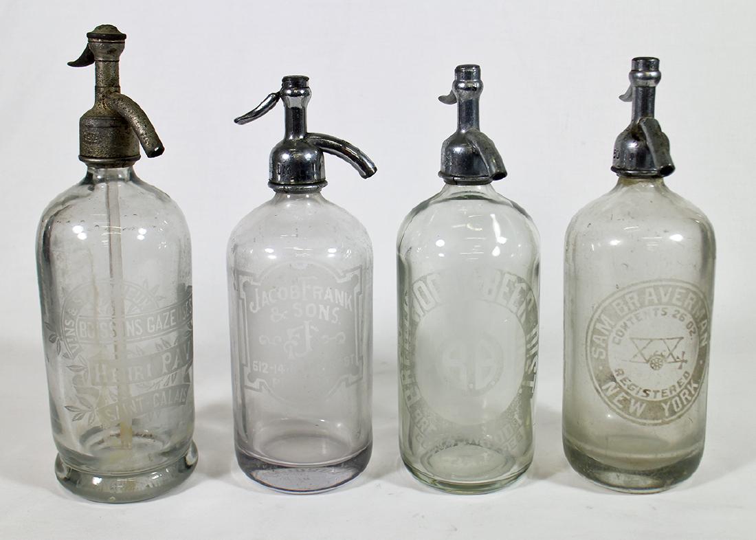 (4) ANTIQUE CLEAR GLASS SELTZER BOTTLES (1 of 4)