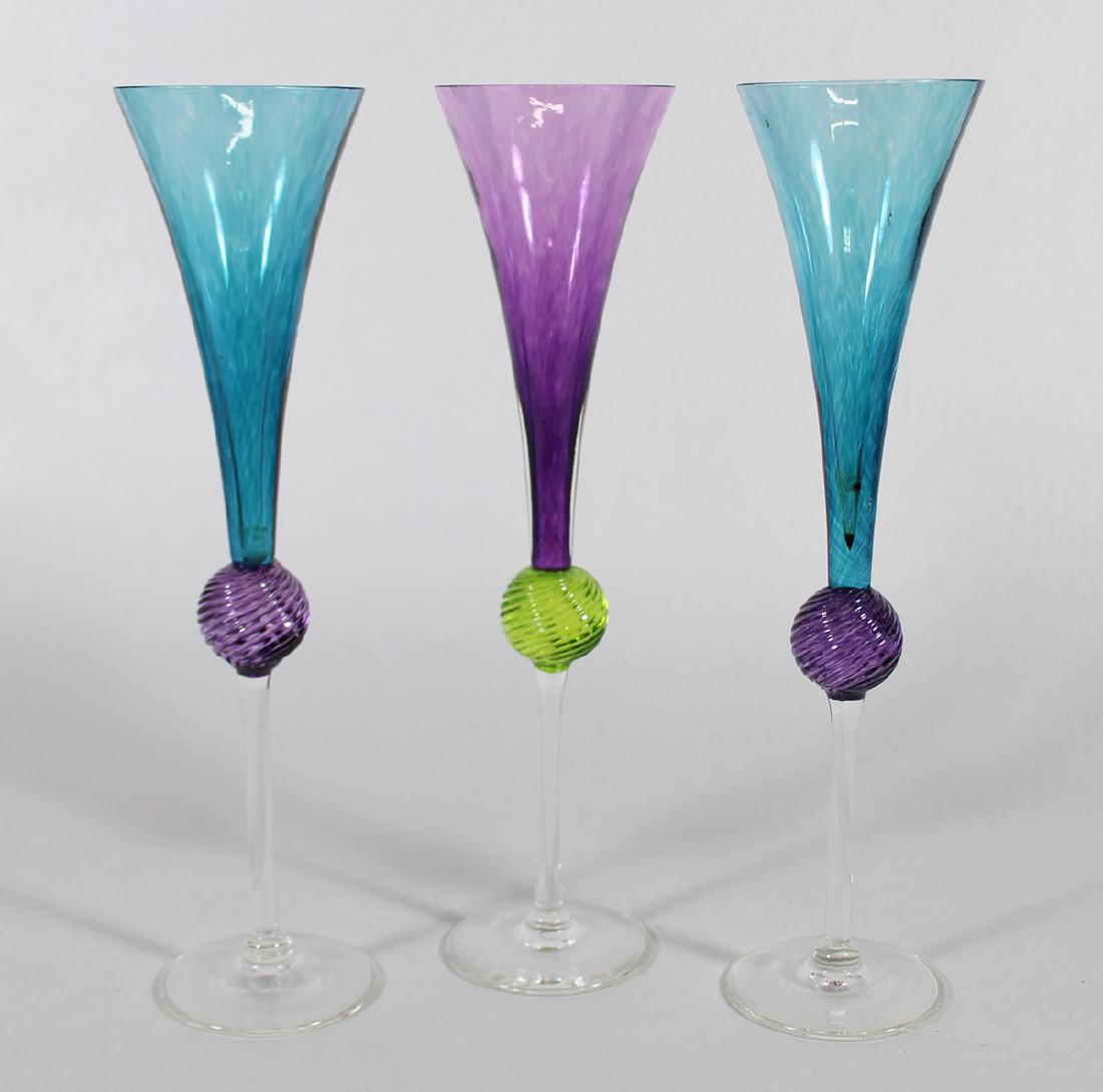 (3) FLUTED CHAMPAGNE GLASSES WITH TWISTED STEM (1 of 1)