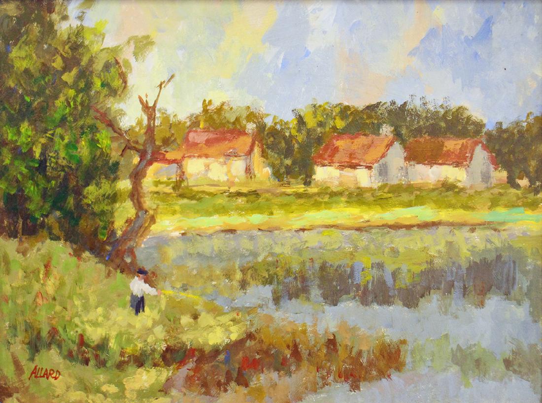 ALLARD "FISHERMAN BESIDE THE POND" PAINTING (1 of 4)