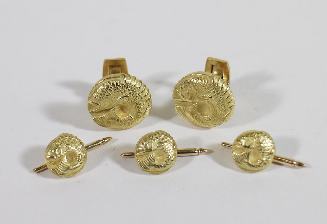18K BARRY KIESELSTEIN CORD FISH CUFFLINK SET (1 of 4)