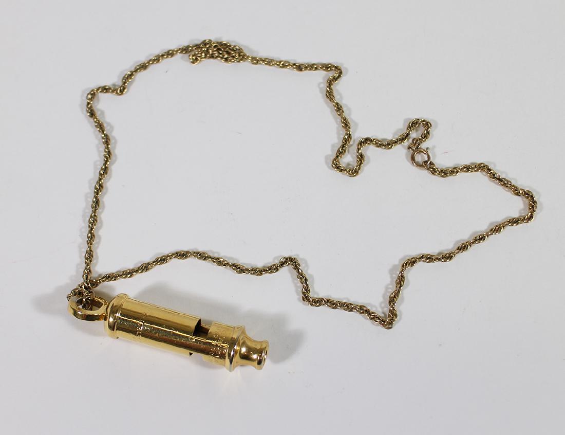 J. HUDSON POLICE WHISTLE & GOLD FILLED CHAIN (1 of 3)