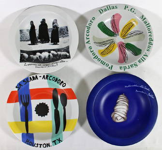 (4) BUON RICORDO AMERICA TEXAS PLATES: Mancioli Buon Ricordo America Dallas and Houston Texas plates - Gianni Berengo Gardin Arcodoro 108/1000, Paul Giovanopoulos Pomodoro Arcodoro 563/1510, Louise Bourgeois Pomodoro 217/1000, and Tom Slau