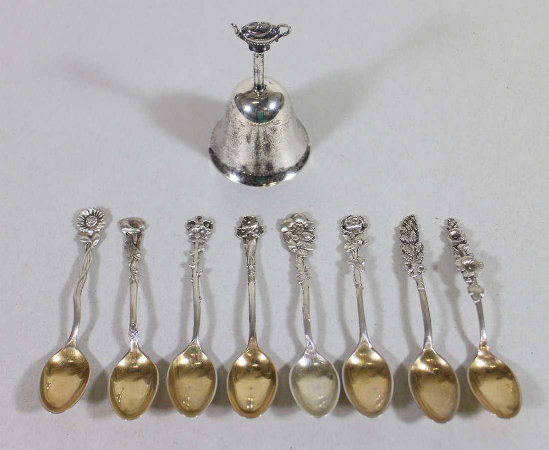 STERLING SILVER DEMITASSE SPOONS & BELL (1 of 3)