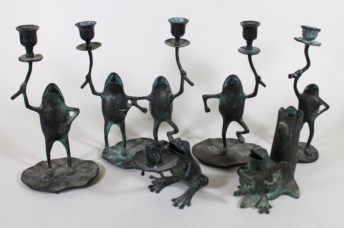 METAL FROG CANDLESTICKS (1 of 2)