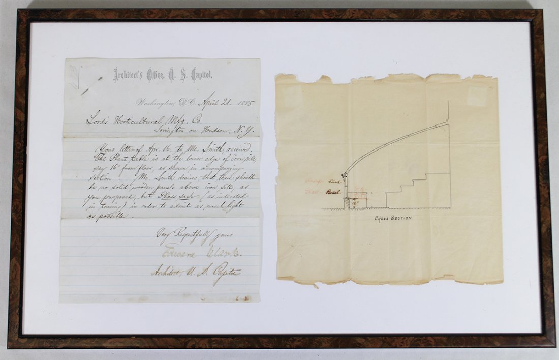 1885 U.S. CAPITOL ARCHITECT LETTER & DRAWING (1 of 3)