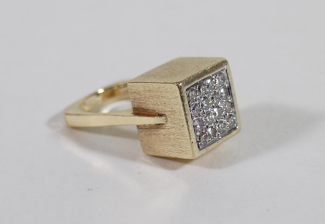 14K MODERNISTIC DIAMOND CUBE RING (1 of 3)