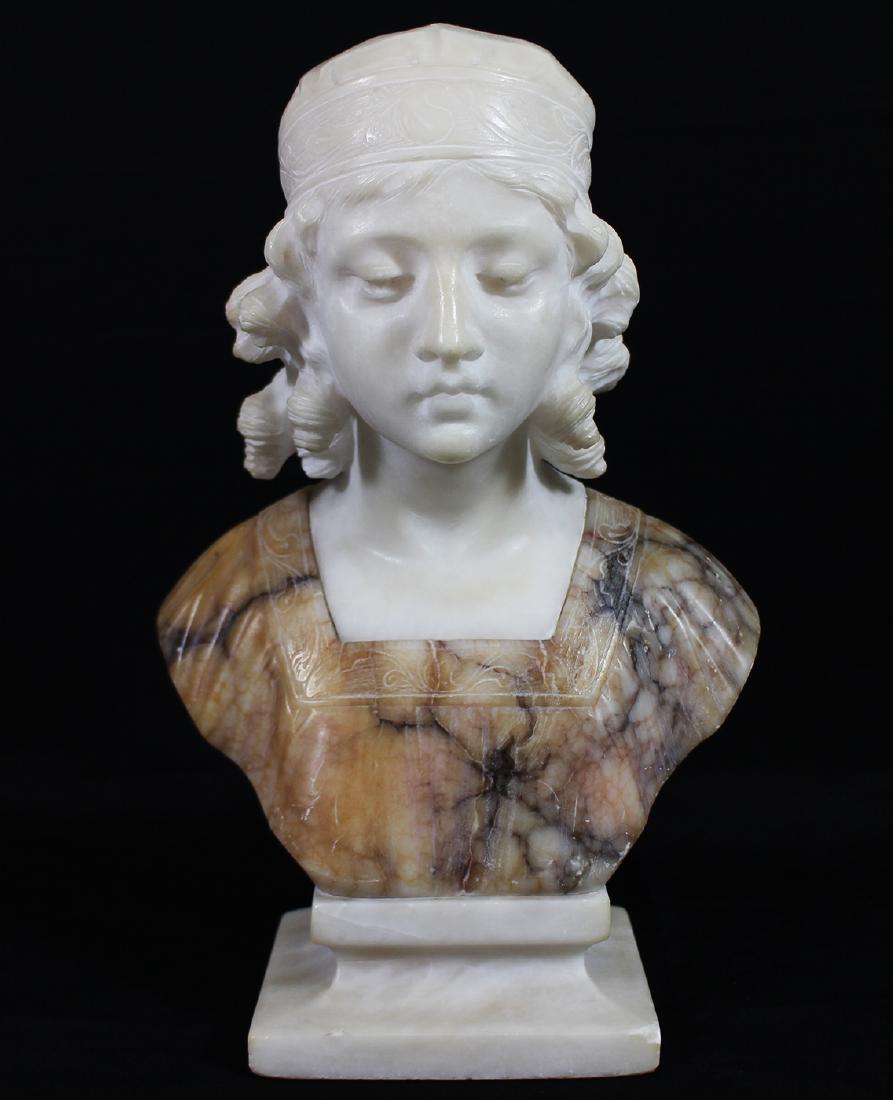 ITALIAN SIGNED BUST OF A YOUNG WOMAN (1 of 5)