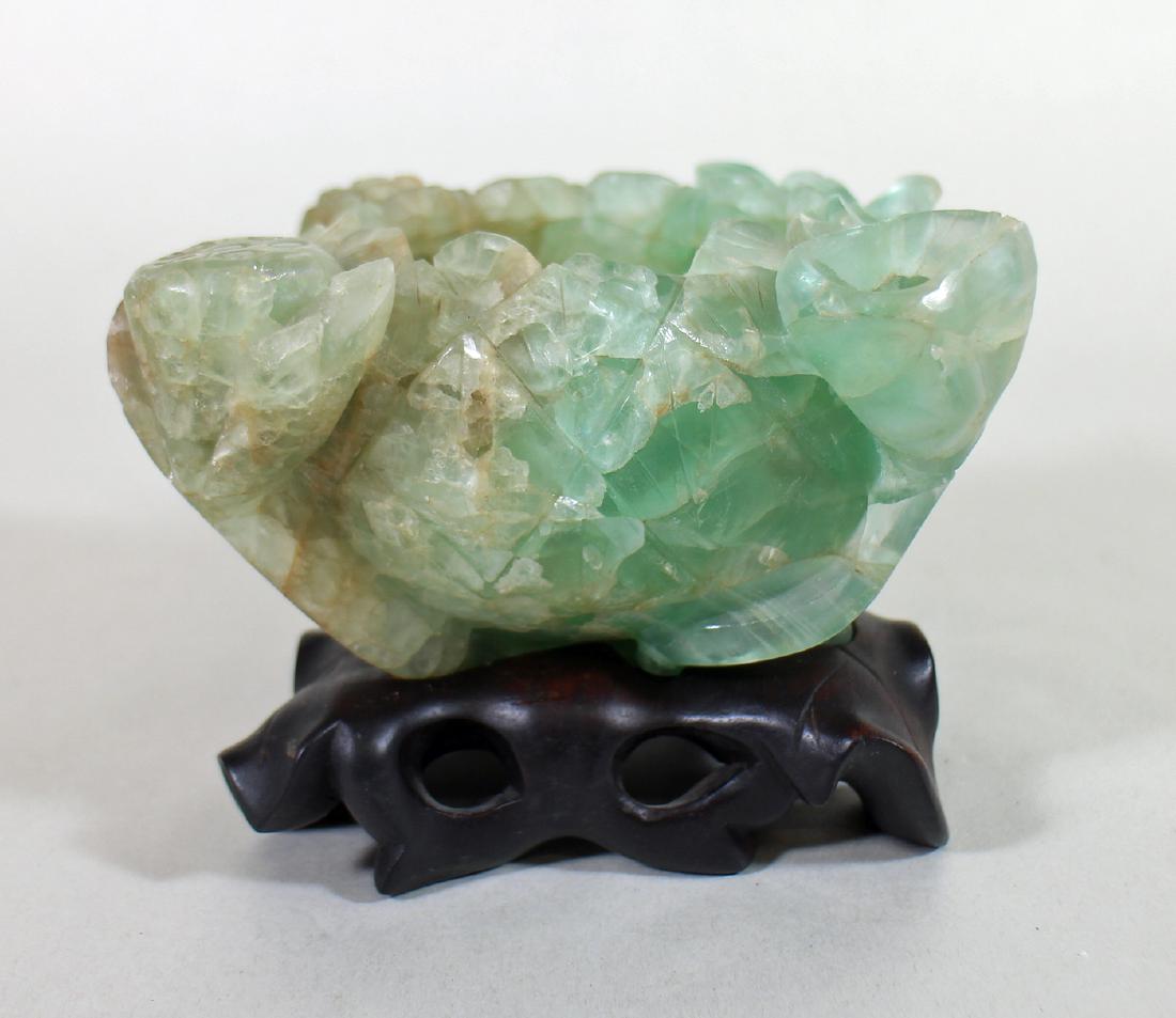 ANTIQUE CHINESE QUARTZ BOWL W/ STAND (1 of 7)