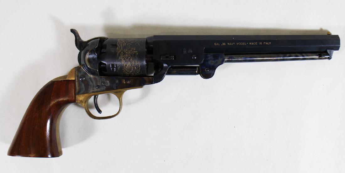 1858 MODEL COLT NAVY REPRO PISTOL: 1858 Model Colt Navy Italian reproduction .36 caliber handgun. S/N 20052. 13" long. PURCHASE OF FIREARMS IS SUBJECT TO FFL TRANSER. FIREARMS THAT PREDATE 1898 ARE NOT SUBJECT TO FFL. IT IS THE BUYER'S