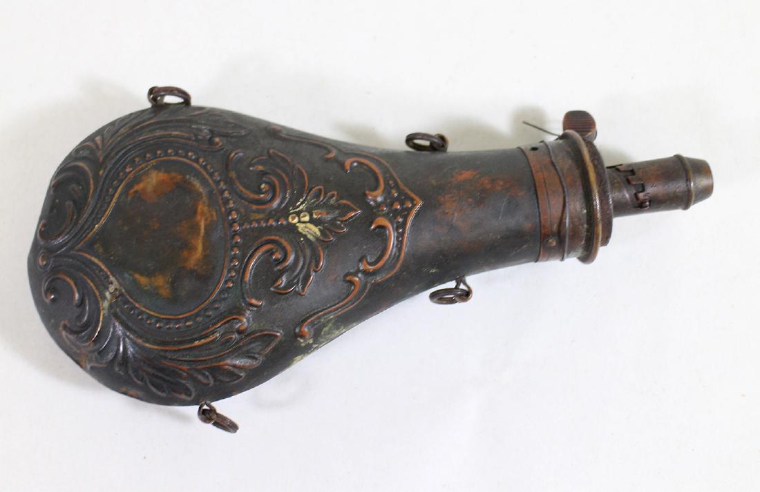 CIVIL WAR ERA EMBOSSED POWDER FLASK (1 of 2)