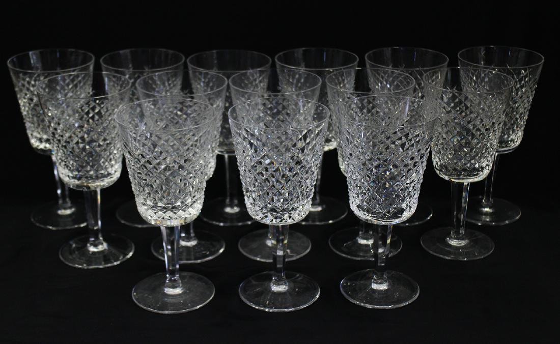 (14) WATERFORD CRYSTAL ALANA GLASSES: (14) Waterford Crystal Alana pattern water (or wine) glasses. 7" tall.